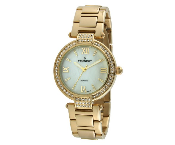 Peugeot Women's Gold Tone Crystal Bezel Watch