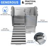 Dog Bath Tub, Dog Washing Station Stainless Steel - Leak-Proof Grooming Tub with Folding Ramp Non-Slip Grate Faucet Sprayer Drain Kit - 4 of 4