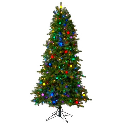 Nearly Natural 6.5-ft Montana Mountain Fir Artificial Christmas Tree with 450 Multi Color LED Lights and Instant Connect Technology