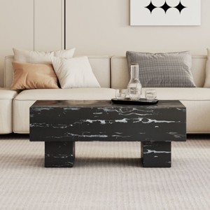 Marble Grain Texture Rectangular Large Coffee Table,MDF Side Table, Cozy Minimalist Coffee Table Designs For Living Rooms And Apartments-Cuddlewood - 1 of 4