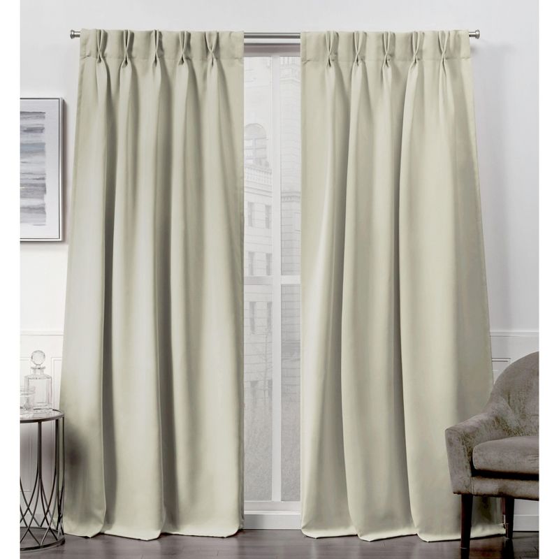 Exclusive Home Sateen Twill Woven Room Darkening Blackout Pinch Pleat/Hidden Tab Top Curtain Panel Pair, 1 of 5