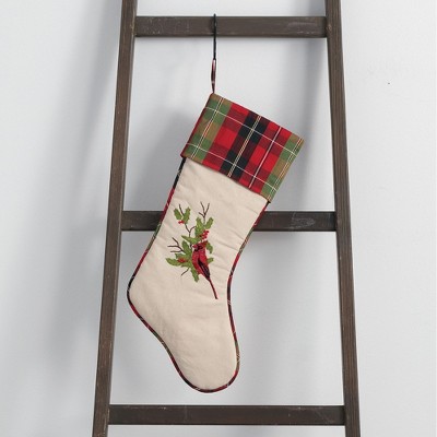 Sullivans Cardinal and Holly Stocking 20"H Red