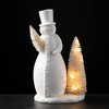 12.5"H Sullivans Christmas Snowman LED Bottlebrush Tree White Indoor Christmas Decor - 4 of 4