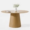 PexFix 52" Round Dining Table for 6 People Modern Pedestal Table with Fluted Cone Base & Wood MDF Top for Small Space Kitchen Dining Room Cafe Natural - 3 of 4