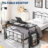 Overbed Table with Wheels, 47.24" Laptop Desk Cart, Adjustable Height & Length, 5-Setting Tilt Board, 350LBS Solid Wood/Steel for Home, Black - 4 of 4