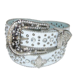 CTM Women's Fleur de Lis Studded Rhinestone Belt - 1 of 4