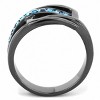 Slickblue Sea Blue Crystal Belt Style Ring, Light Black Stainless Steel, Women’s Fashion Ring, Sizes 5-10 - 3 of 4
