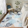 Acekool Washable Area Rug, Modern Floral Leaf Non-Slip Stain Resistant Low Pile Soft Carpet for Living Room Bedroom, Easy Care - 2 of 4
