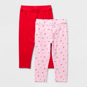 Girls' 2pk Adaptive Valentine's Day Capri Leggings - Cat & Jack™ Light Pink/Red - 1 of 3