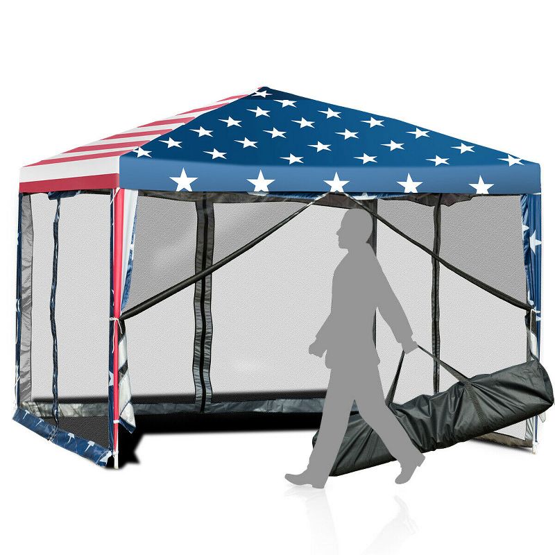 Tangkula 10' x 10' Outdoor Pop-up Canopy Tent w/ Mesh Sidewalls Carrying Bag, 2 of 8