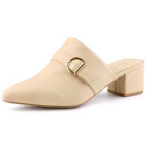 Allegra K Women's Pointed Toe Slip-on Block Heel Mules - 1 of 4