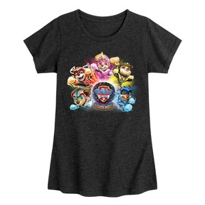 Girls' - Paw Patrol - Mighty Movie Character Group Fitted Short Sleeve Graphic T-Shirt - 1 of 4