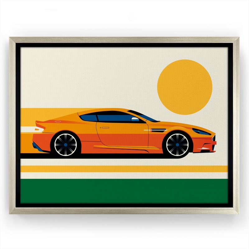 Americanflat - Orange Modern Sports Car by Bo Lundberg Floating Canvas Frame - Modern Wall Art Decor, 1 of 7