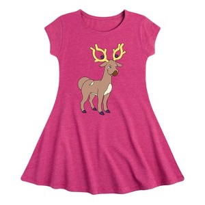 Girls' - Pokémon - Stantler Art Fit & Flair Cap Sleeve Dress - 1 of 3