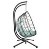 2-Person Wicker Hanging Swing Egg Chair with Stand and Cushions for Indoor/Outdoor - 4 of 4