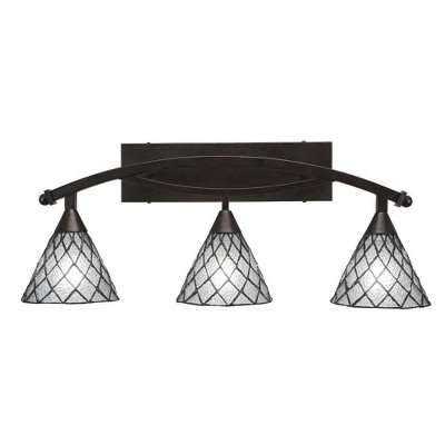 Toltec Lighting Bow 3 - Light Vanity in  Bronze with 7" Diamond Ice Art Glass Shade