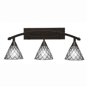 Toltec Lighting Bow 3 - Light Vanity in  Bronze with 7" Diamond Ice Art Glass Shade - 1 of 1