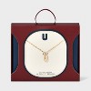 14K Gold Dipped Enamel "U" Initial Pendant Necklace - A New Day™ Gold/White - 3 of 4