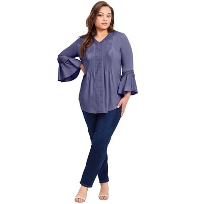 Avenue Women's Plus Size Lace Trim Tunic