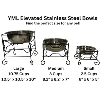Medium Black Wrought Iron Stand with Stainless Steel Bowl