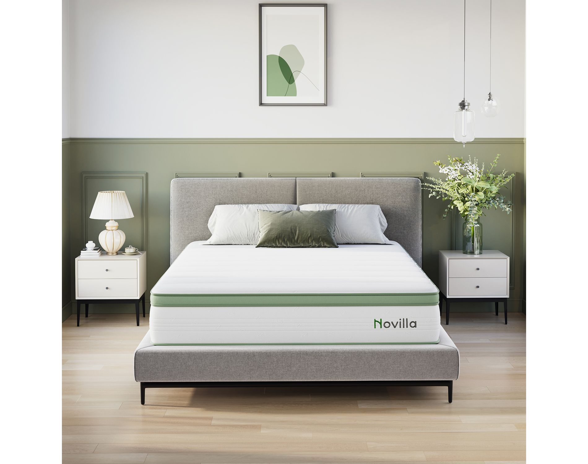 Novilla 6/8/10/12/14 inch Medium Cooling Gel Memory Foam Hybrid Mattress, CertiPUR-US, OEKO-TEX Certified