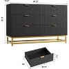 Black 6 Drawer Double Dresser,Modern Dresser for Bedroom with Gold Handles,Long Storage Organizer for Closet & TV Stand - 2 of 4