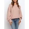 Women's Round Neck Solid Color Loose Knit Sweater Top Casual Pullover Batwing Long Sleeve - 2 of 4