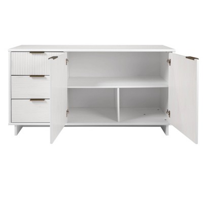 Granville 55" White Modern Buffet Sideboard with Ribbed Drawers
