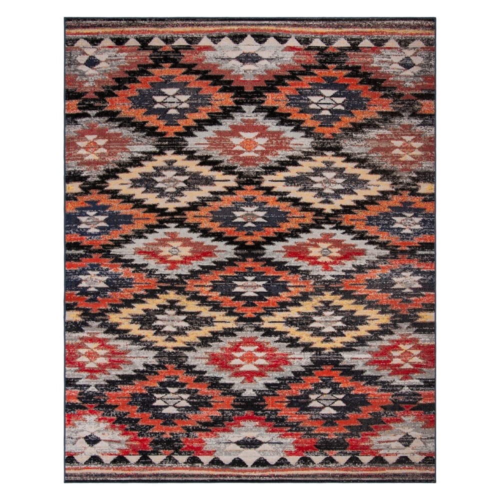 9'x12' Corrine Geometric Design Loomed Rug Rust/Multi - Safavieh