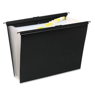 Wilson Jones Slide-Bar Expanding Pocket File, 13 Sections, 15" Capacity, Letter Size, Black
