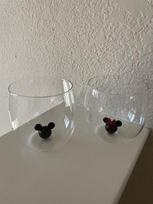 JoyJolt Disney Luxury Mickey Mouse Crystal 17 oz Highball Glass, Set of 2