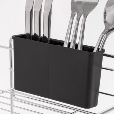 IRIS Stainless Steel 2-Tier Compact Dish Rack with Black Tray