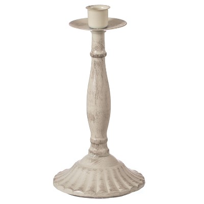 Fabulaxe Antique 8" Distressed Candlestick for Dining Room, Entryway, Kitchen and Vanity