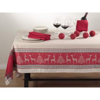 Saro Lifestyle Christmas Tablecloth With Jacquard Design