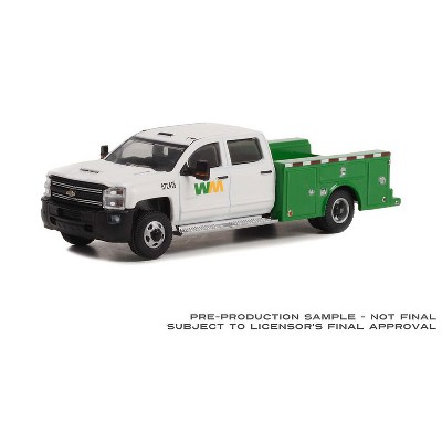 Greenlight Collectibles 1/64 2018 Chevrolet Silverado 3500 Service Bed Truck Waste Management Dually Drivers Series 10 46100-C