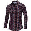 Mens Floral Dress Shirts Long Sleeve Beach Holiday Button Down Party Shirt - 3 of 4