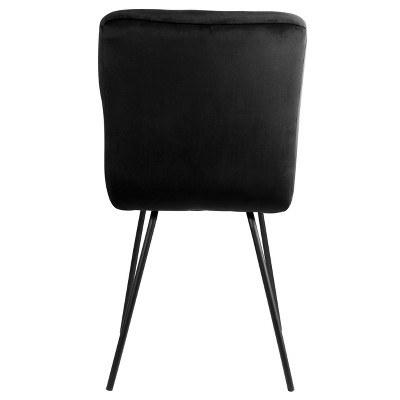 Elama Black Velvet Tufted Accent Chairs with Metal Legs - 2 Piece Set