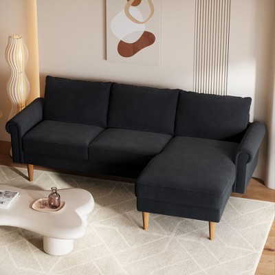 XIZZI 81" L Shaped Couch with Chaise, Minimalist Modern Sofa with Deep Seat, Upholstered 3-Seater Corner Couch for Living Room, Bedroom