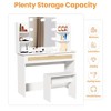 Vanity Desk Set Stool & Dressing Table with LED Lighting Mirror Drawer and Compartments Modern Wood Cosmetic Table Chest of Drawers - 4 of 4