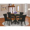 HomeStock 5-Piece Round Black Finish Solid Wood Top Dining Table with 4 Parson Chair - 2 of 4