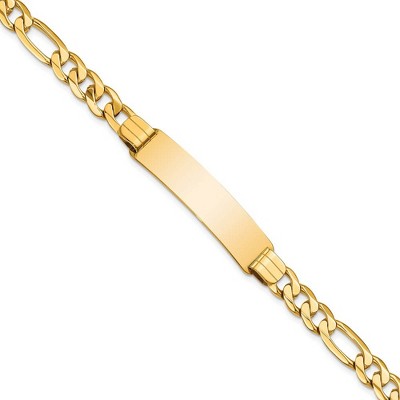 Black Bow Jewelry Men's 14k Yellow Gold Figaro I.D. Bracelet - 8 Inch