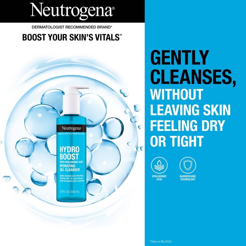  Neutrogena Hydro Boost Lightweight Hydrating Facial Gel Cleanser with Hyaluronic Acid, 3 of 10