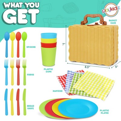 Colorful 25-Piece Plastic Tea Party Picnic Set for Kids