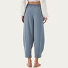Anna-Kaci Women’s Relaxed Fit Lounge Pants with Soft Draped Fabric Elastic Drawstring Waistband and Wide Tapered Legs - 3 of 4