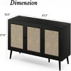 SEVOBAL Utility Storage Cabinets Three Door Rattan Buffet Sideboard Natural Texture Hidden Storage Dining Living Entryway, Black, 15.5"*47.2"*27.6" - 2 of 4