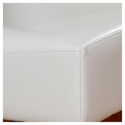 Lopez Contemporary Ivory Leather and Wood Counterstools, Set of 2
