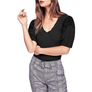 Free People Womens Lace-Inset Knit Blouse - 1 of 1