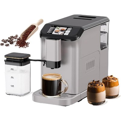 Garvee Fully Automatic Coffee Machine with Milk Frother, 20 Bar Pressure, 15 Adjustable Grind Levels, TFT Touchscreen, 8-In-1, Removable Water Tanka