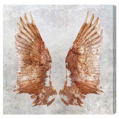 Oliver Gal 20" x 20" Rose Gold Wings Fashion and Glam Unframed Canvas Wall Art in Pink : Digital Print