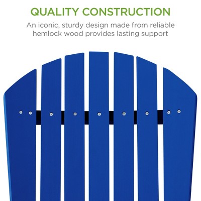 Blue Wooden Folding Adirondack Chair with Arms